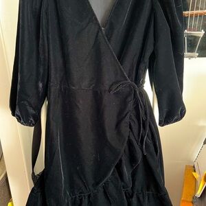 Black velvet wrap dress